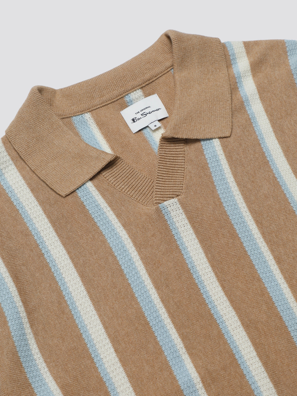 Knitwear Ben Sherman Vertical Stripe Open Neck Polo Grise | OQX-15049200